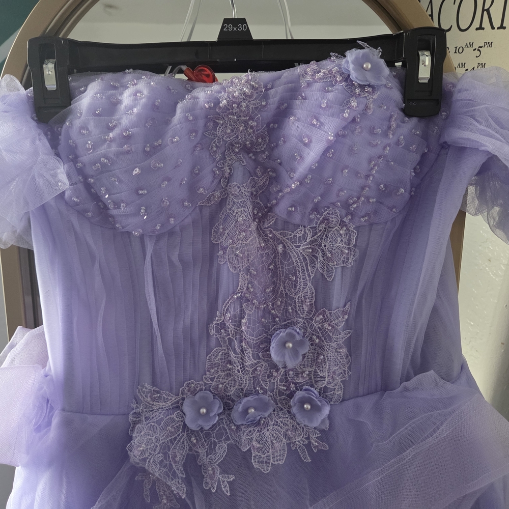 Lavender Beaded Dress with Floral Accents
